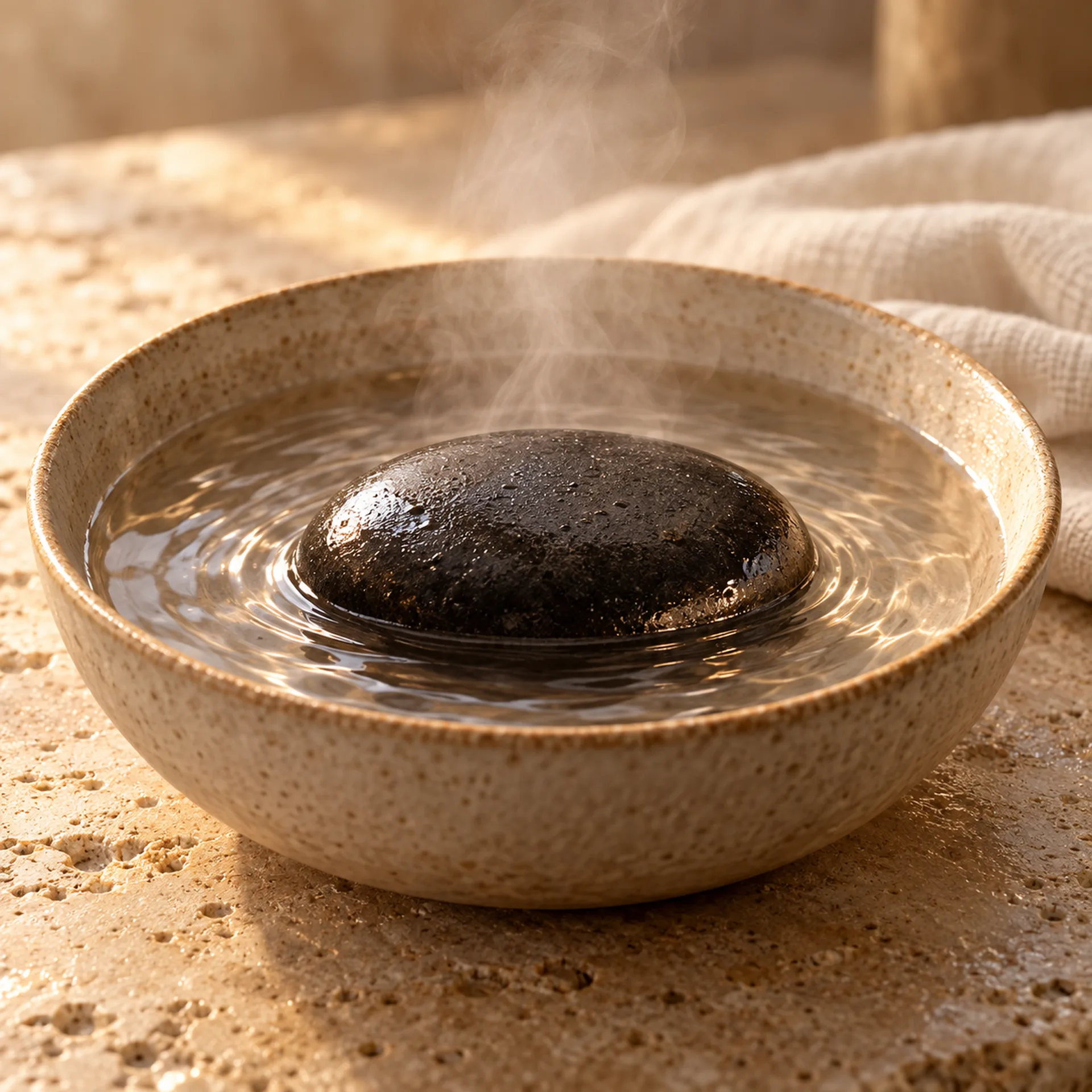 Smooth warmed stones resting on a guest’s exposed back during a spa massage.