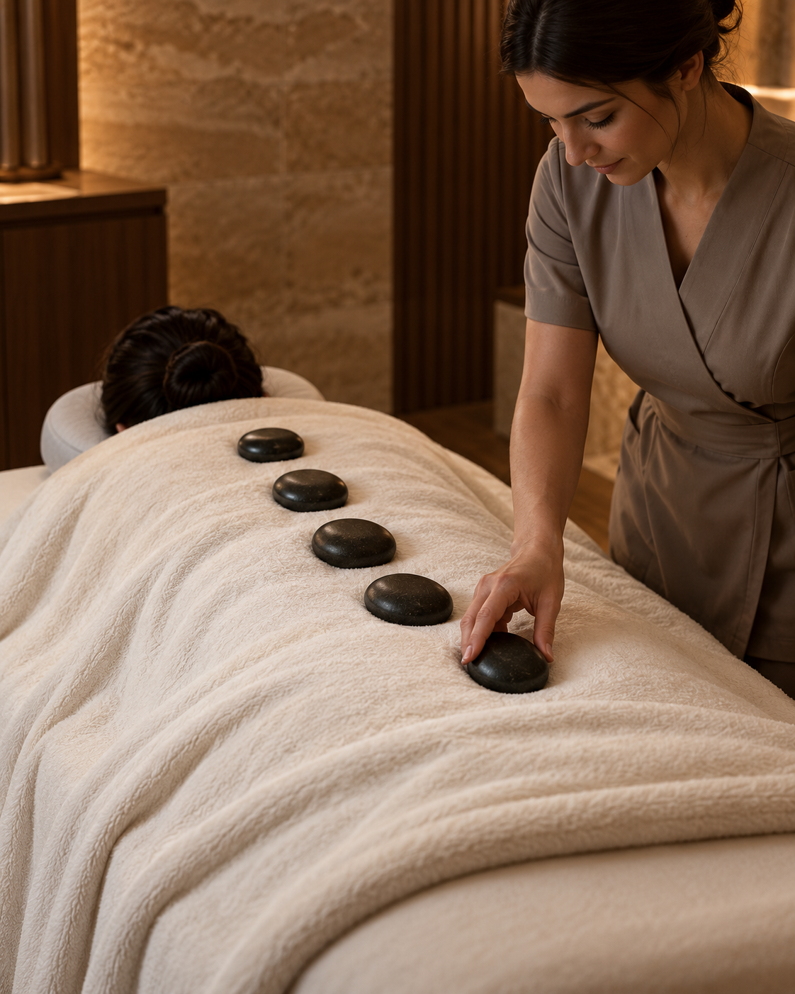 Hot stone massage at RYOKO Spa in Al Barsha, Dubai