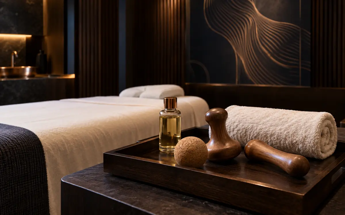 Deep tissue massage treatment room at RYOKO Massage Center