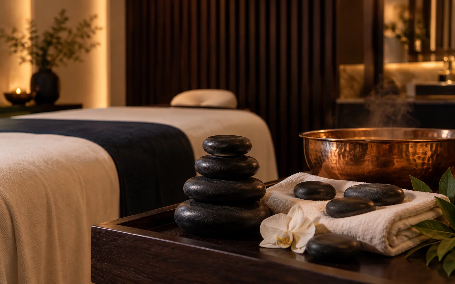 Hot stone massage treatment at RYOKO Massage Center
