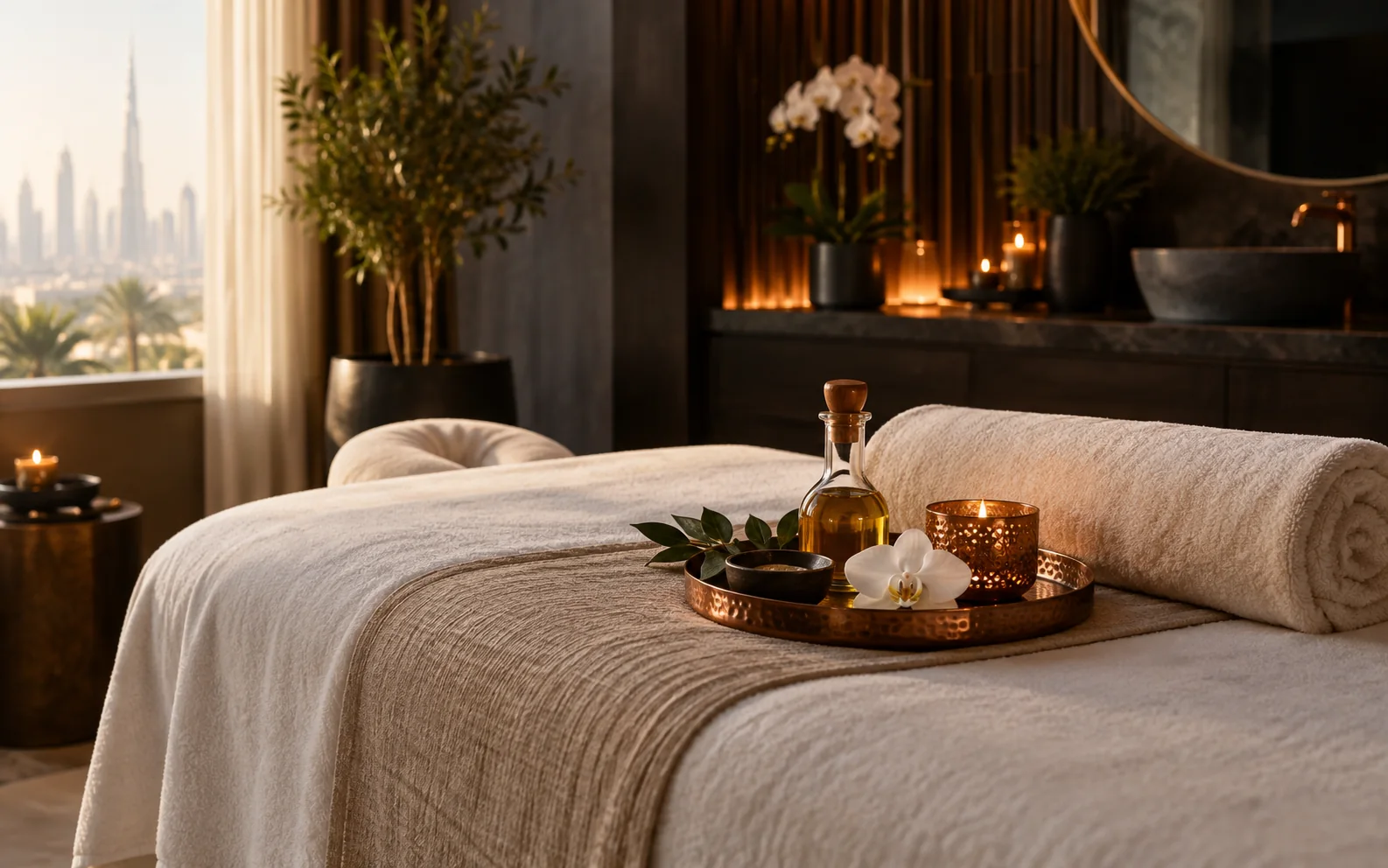 Relaxing massage treatment room at RYOKO Massage Center