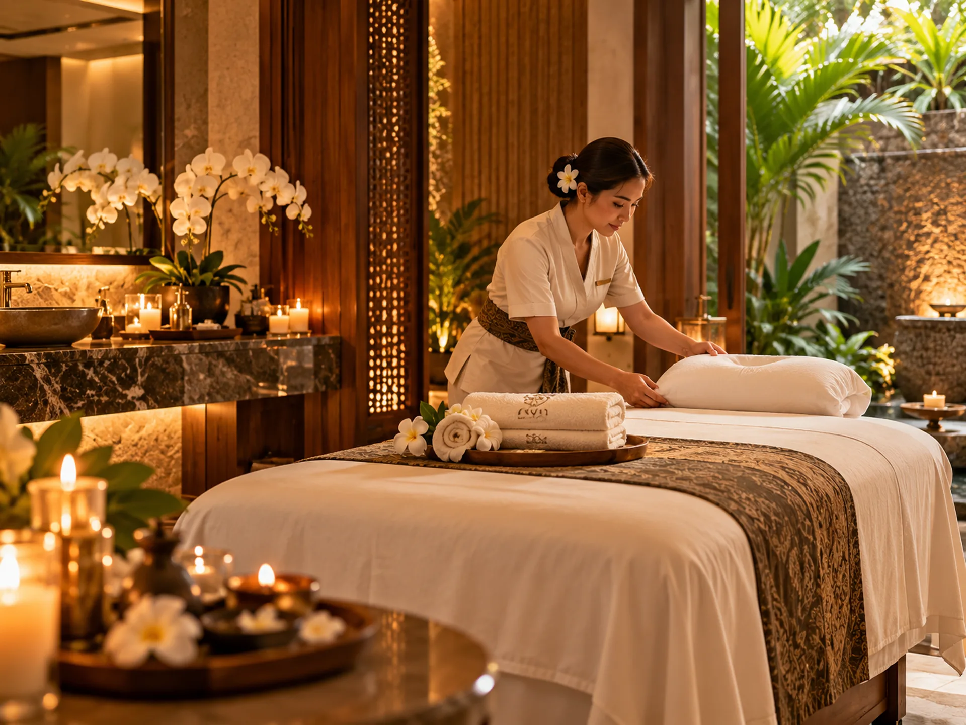 A treatment room prepared before a Swedish massage.